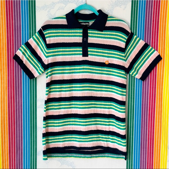 PacSun Other - AMBSN CALIFORNIA knit pastel striped polo shirt medium